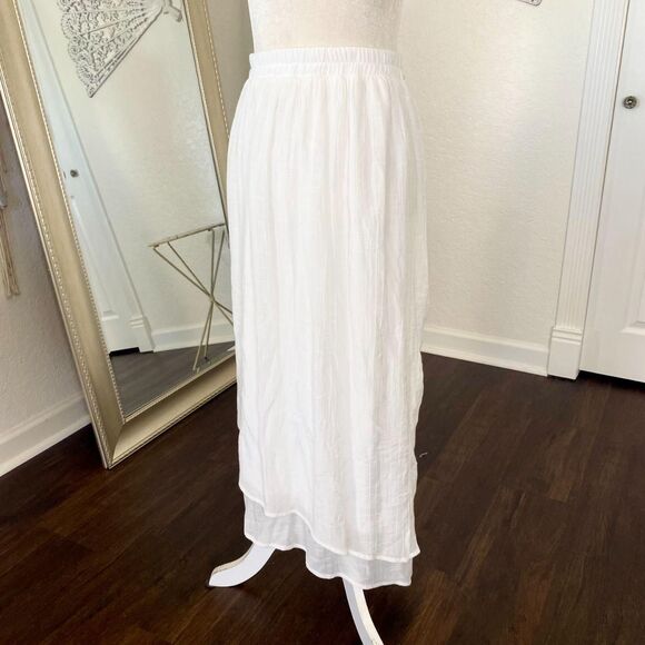 AGB Dresses & Skirts - Agb Boho Cottage Core Asymmetric White Midi Maxi Skirt Plus Size 1X